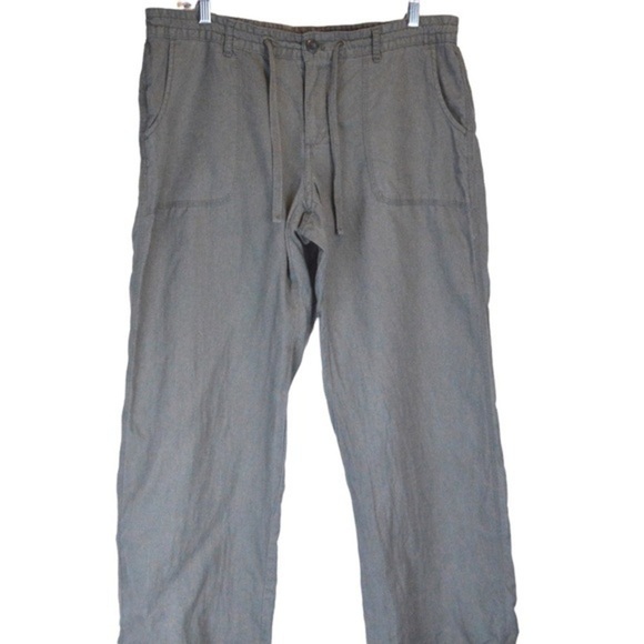 GAP Flax/Cotton Wide Leg Drawstring Pants, Size 12 - Troop Green - Picture 2 of 9